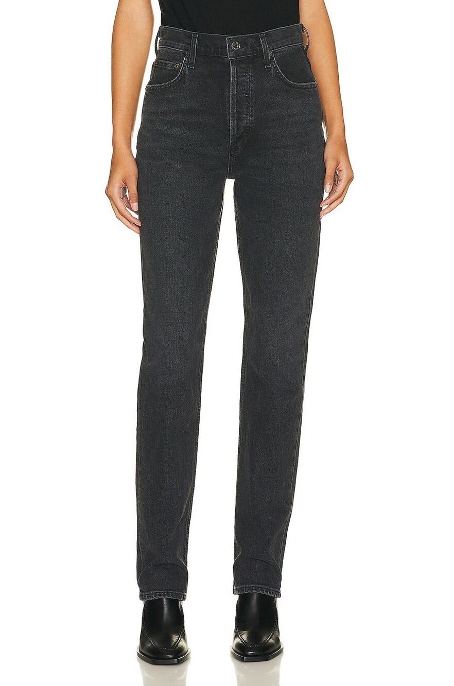 AGOLDE Women’s Riley High Rise Straight Leg Jeans Black Wash Size 26 Stretch